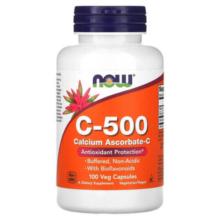 Витамин C NOW Foods, C-500, аскорбат кальция-C, 100 капсул