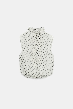 ZARA ДРАПИРОВАННЫЙ ТОП-БАЛЛОН, БЕЛЫЙ/ЧЕРНЫЙ
