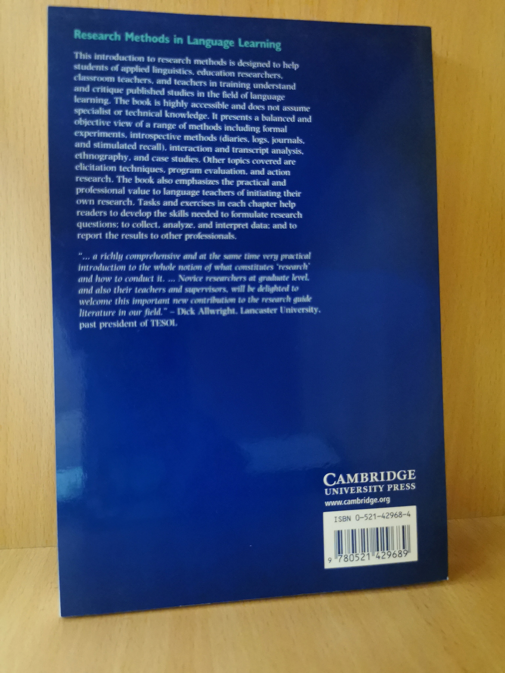 Research Methods in Language Learning (Cambridge Language Teaching Library)