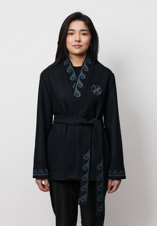 Шапан шерстяной женский OYU TOLQYN BLACK GREY