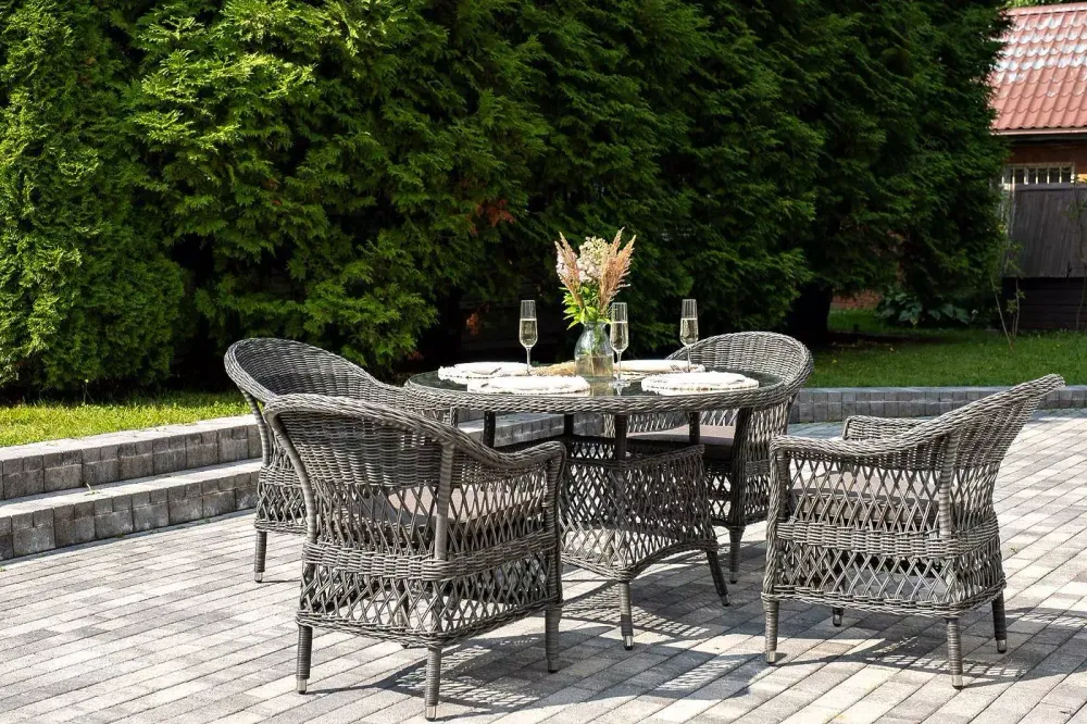 "Дольче" обеденная группа из искусственного ротанга, цвет графит