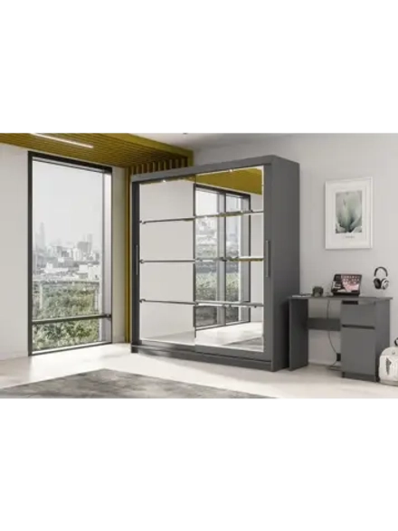 Шкаф-купе с зеркалом Графит серый 200х60х220 см