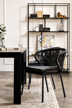 "Венето" обеденная группа на 4 персоны со стульями "Милан", каркас темно-серый, роуп темно-серый