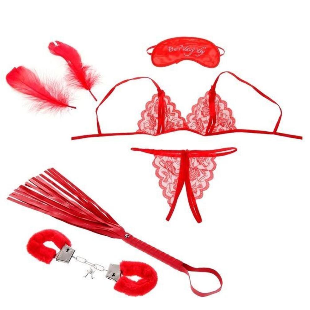 Набор для влюбленных из 7 предметов (Цвет: красный)