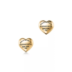 Серьги - сердечки из жёлтого золота 750 проба, Tiffany 💗Единственные в наличии