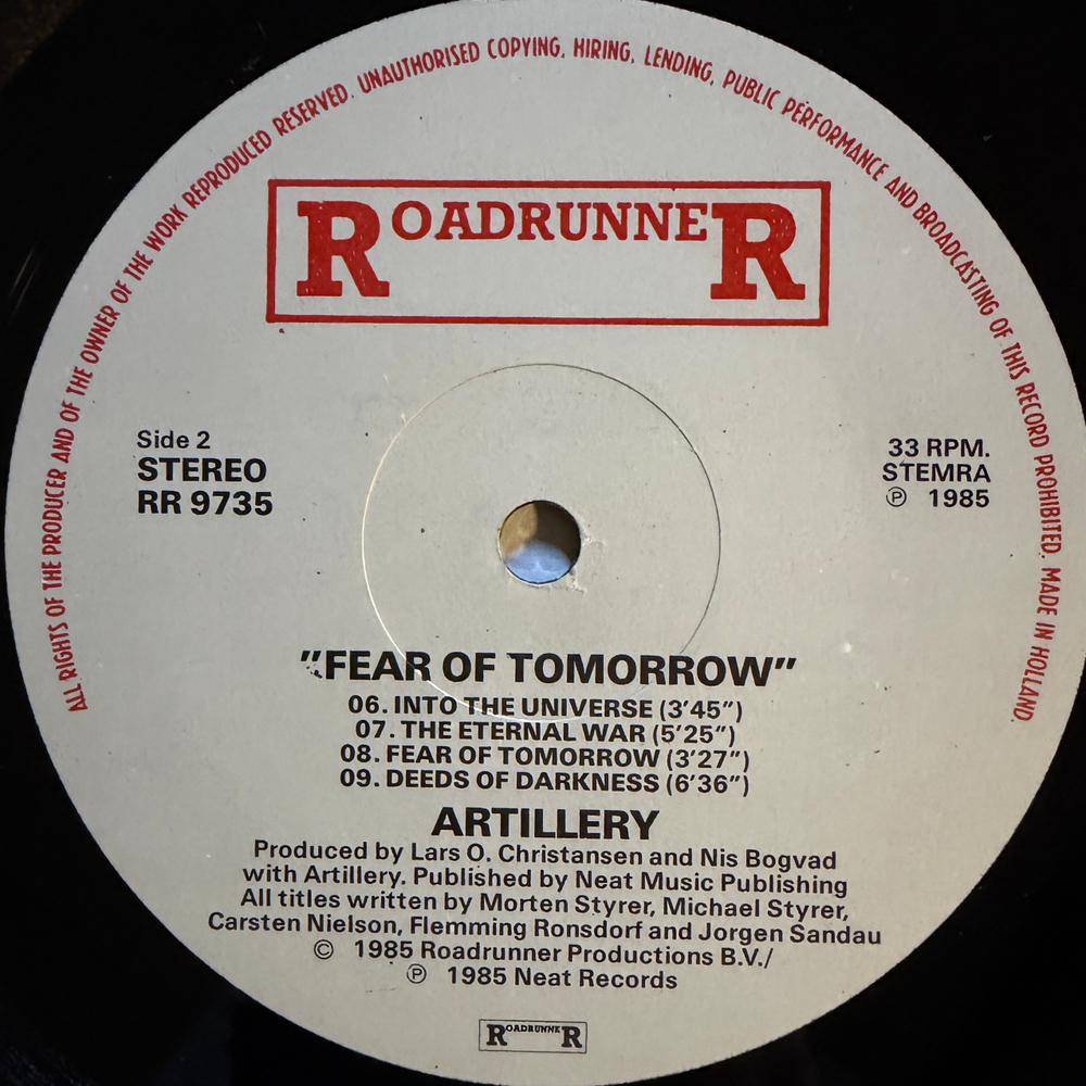 Artillery ‎– Fear Of Tomorrow (Голландия 1985г.)