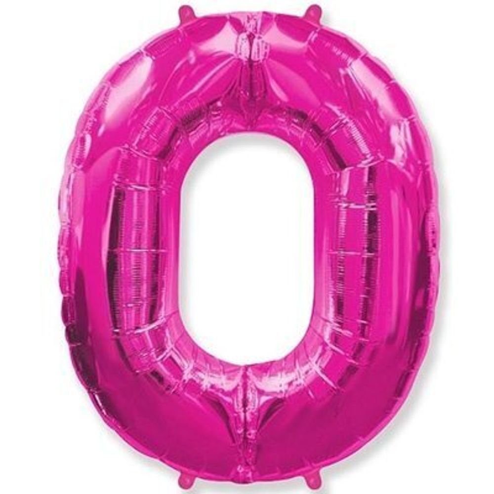 Шар фольгированный ЦИФРА &quot;0&quot; 40&quot; Fuchsia с гелием