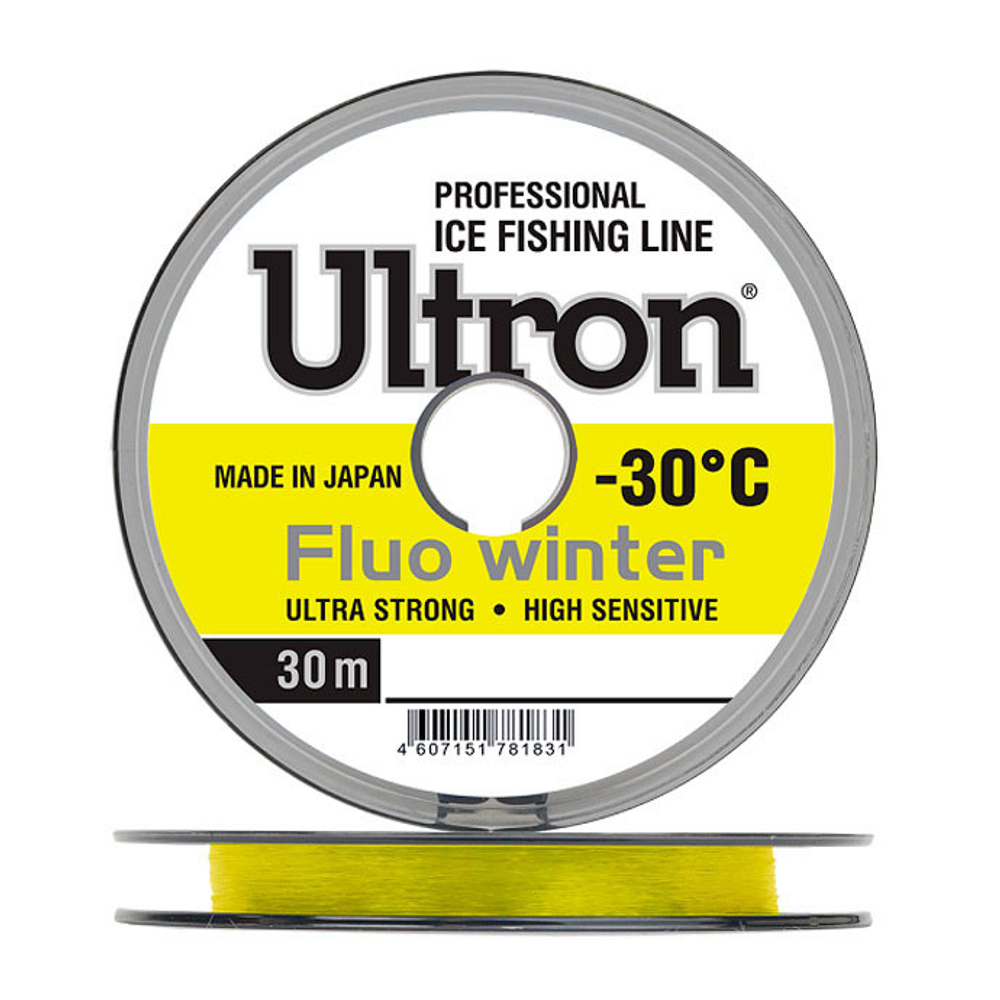 Леска ULTRON Fluo Winter 0,10 мм., 1,3кг, 30 м, флуоресцентная