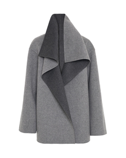 Полупальто двустороннее из шерсти Берберри серый-темно-серый