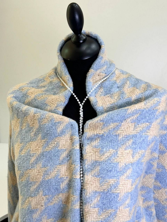 Костюмная принт гусинная лапка, голубой, RH1059