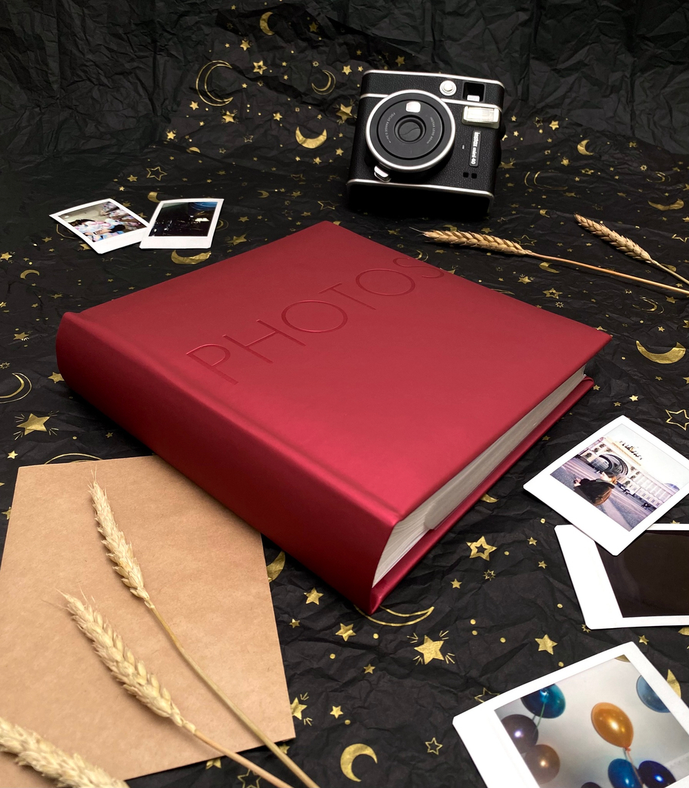 Фотоальбом Делюкс на 200 фото 10х15 см, бум. листы , книж. переплет cherry