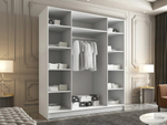 Четырехсекционный шкаф Элли с 2 зеркалами (черные ручки) Белый снег 8685 BS  240*45*240