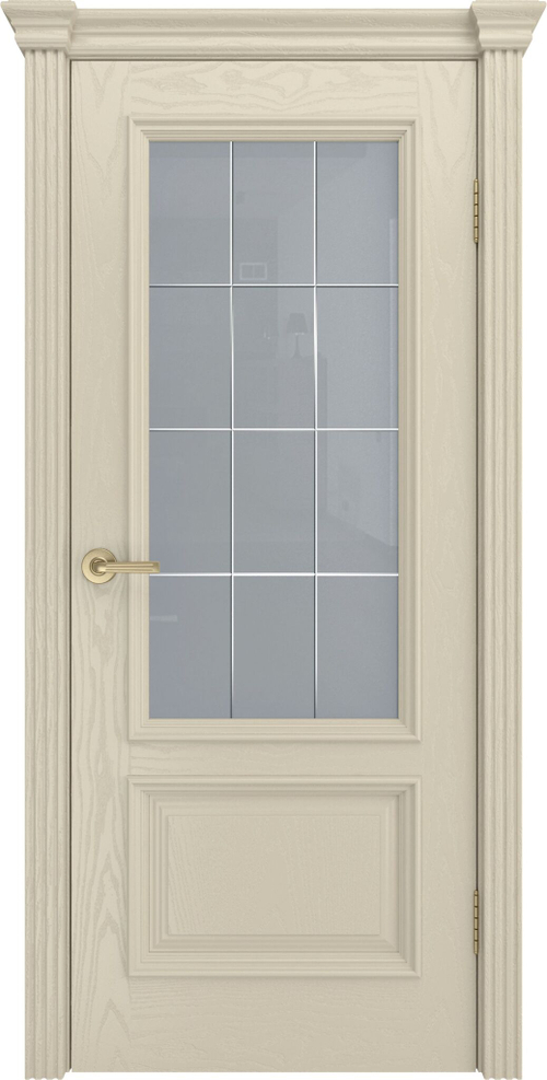 Дверь Фрейм 07 / Цвет Крем / ст.Премиум светлое, гравировка рис.Решетка / Двери ТЕКОНА