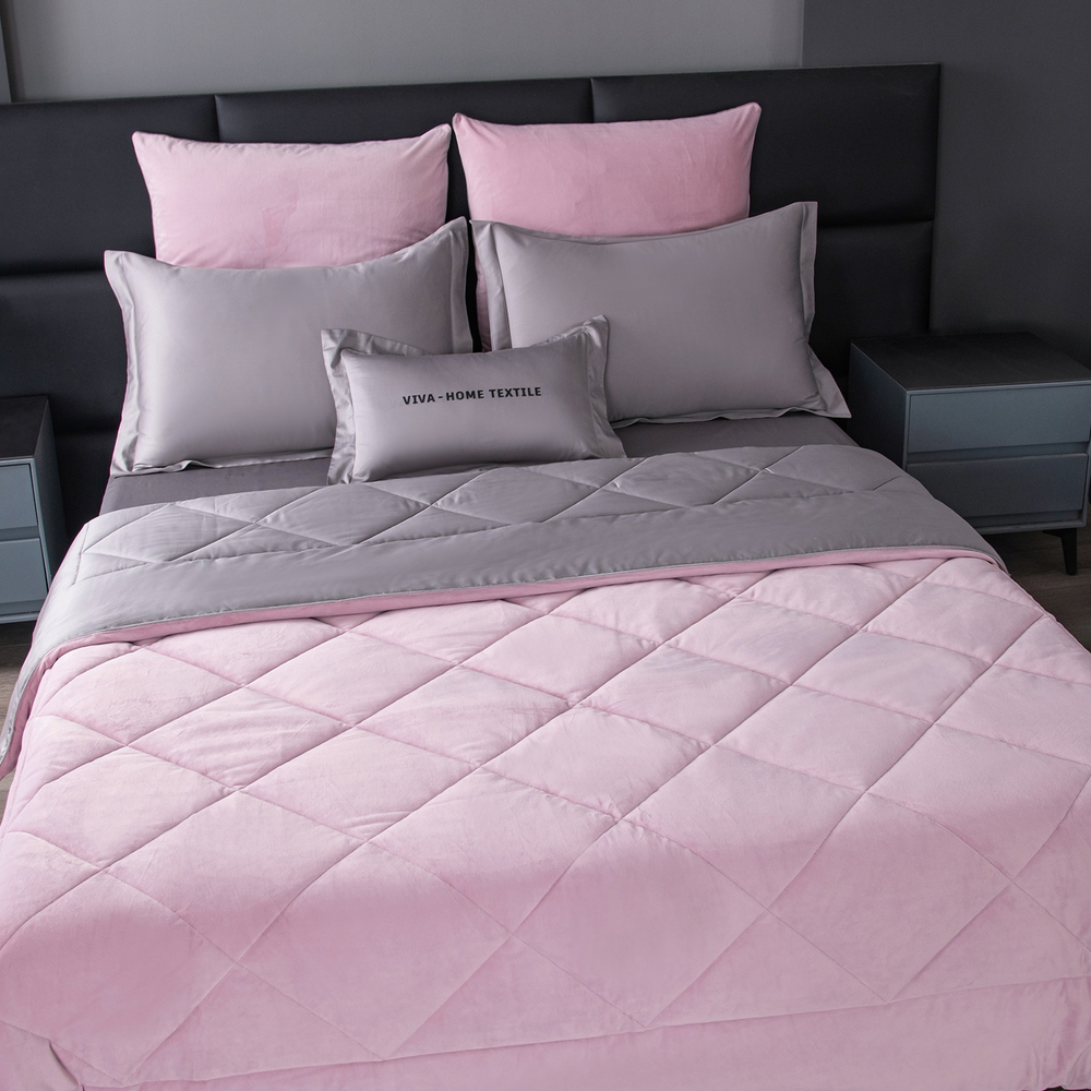 КПБ на резинке Сатин Velvet Premium с Одеялом VPR001, Евро, 4 наволочки, простынь 160*200*25