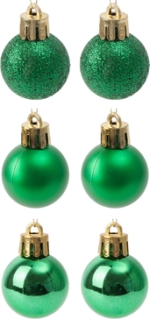 Набор шаров 6шт 3см зеленый (глянец 2шт, матовые 2шт, глиттер 2шт) SYQA-0124043-GR