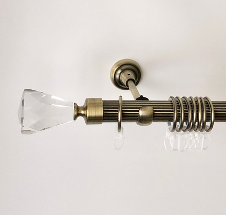 Карниз кованый рифленый Кристалл d25 мм однорядный, цвет антик