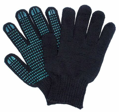 Перчатки ХБ с ПВХ ЧЕРНЫЕ 5 нитей (10/200)