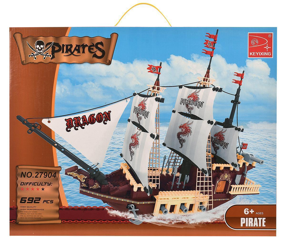 Конструктор блочный Аусини Пираты 692дет., коробка 27904