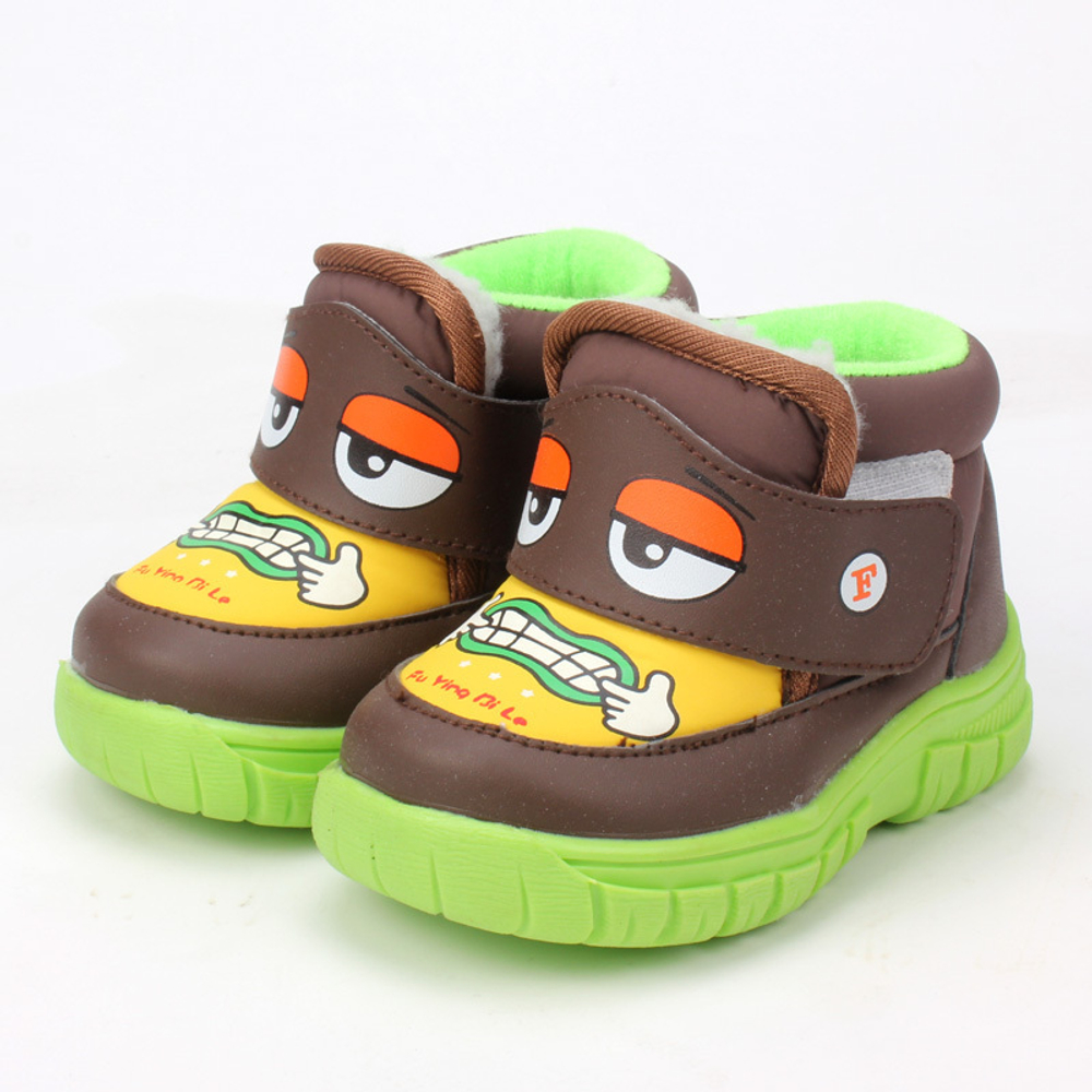 Ботинки детские утепленные на липучке с принтами