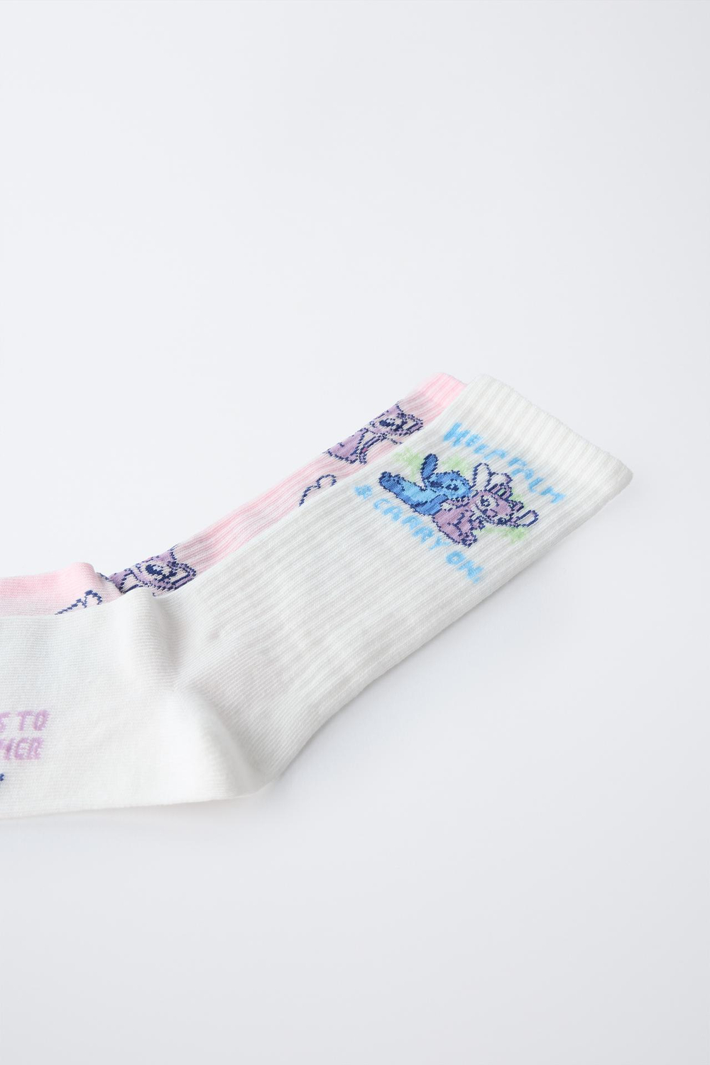 ZARA НАБОР ИЗ ТРЕХ ПАР НОСКОВ С УЗОРОМ LILO & STITCH © DISNEY, РОЗОВЫЙ