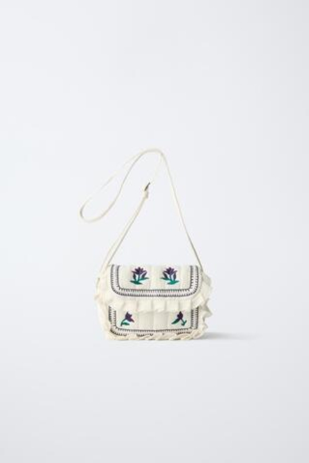 ZARA СУМКА С ВЫШИВКОЙ, ЭКРЮ