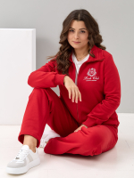 Костюм с брюками КБфп-584/принт-красный-п