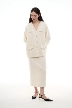 Белый жакет-тулуп