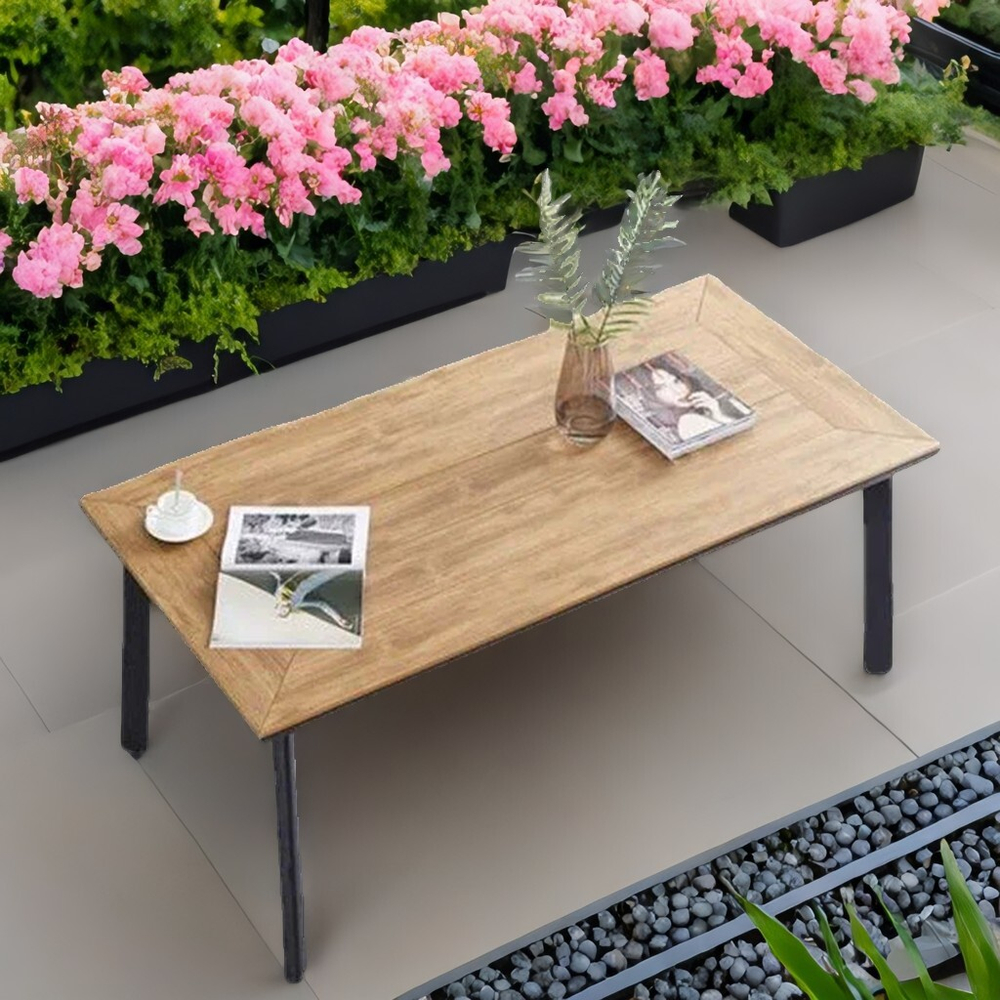 Алюминиевый обеденный стол 120*80 см ПОЛИВУД-8 «POLYWOOD-8″цвет тик