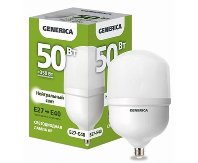 Лампа светодиодная HP 50Вт 230В 4000К E27-E40 GENERICA IEK LL-HP-50-230-40-E27-E40-G