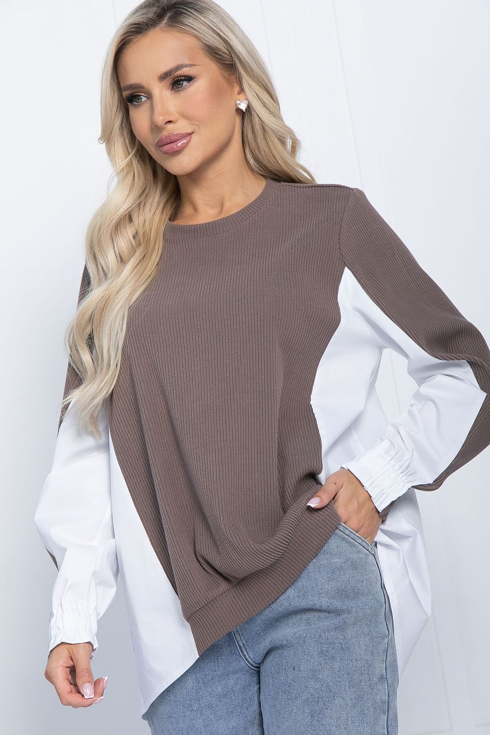 Джемпер Адина (бело-коричневый) Б11383 LT Collection