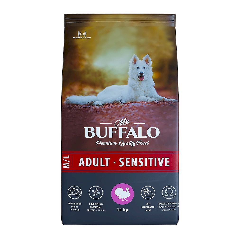 Mr.Buffalo ADULT M/L SENSITIVE 14кг (индейка) д/собак средних и крупных пород B132