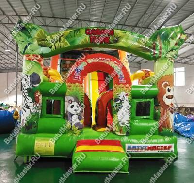 Надувной батут "Мир сафари" с цветным полом 8*4*5 м,
