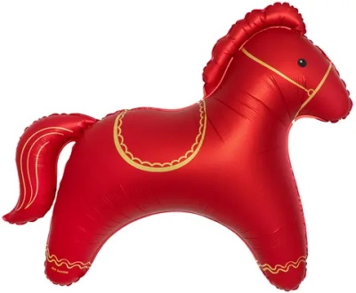 Шар (42''/107 см) Фигура, Красная лошадка, Сатин