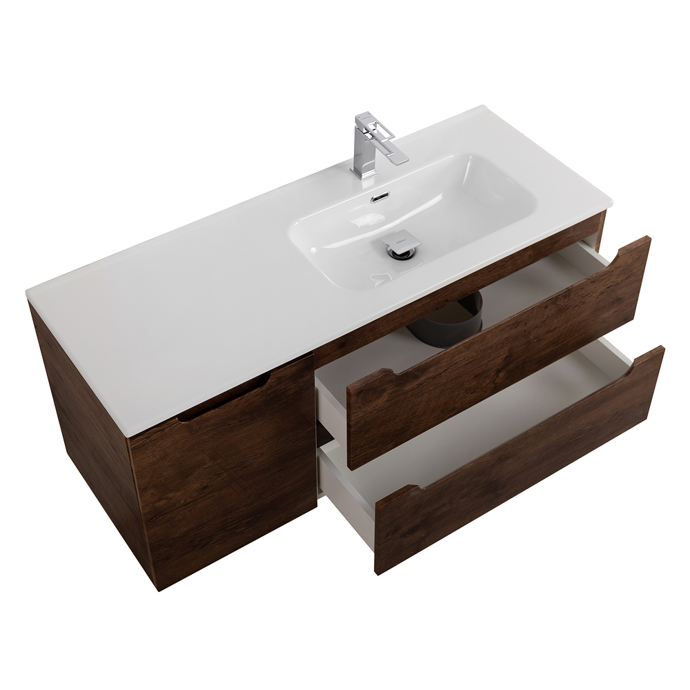 Подвесная тумба с раковиной BelBagno ETNA 120 Rovere Moro правая, ETNA-1200-2C-1A-SO-RW-R + BB1200ETL-R