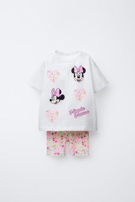 ZARA КОМПЛЕКТ ИЗ ФУТБОЛКИ И ЛЕГИНСОВ MINNIE MOUSE © DISNEY, РОЗОВЫЙ