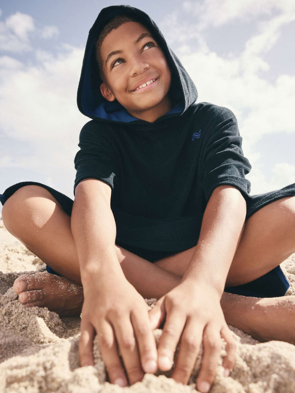 Пончо махровое для мальчика Next E91-808, Темно-синий