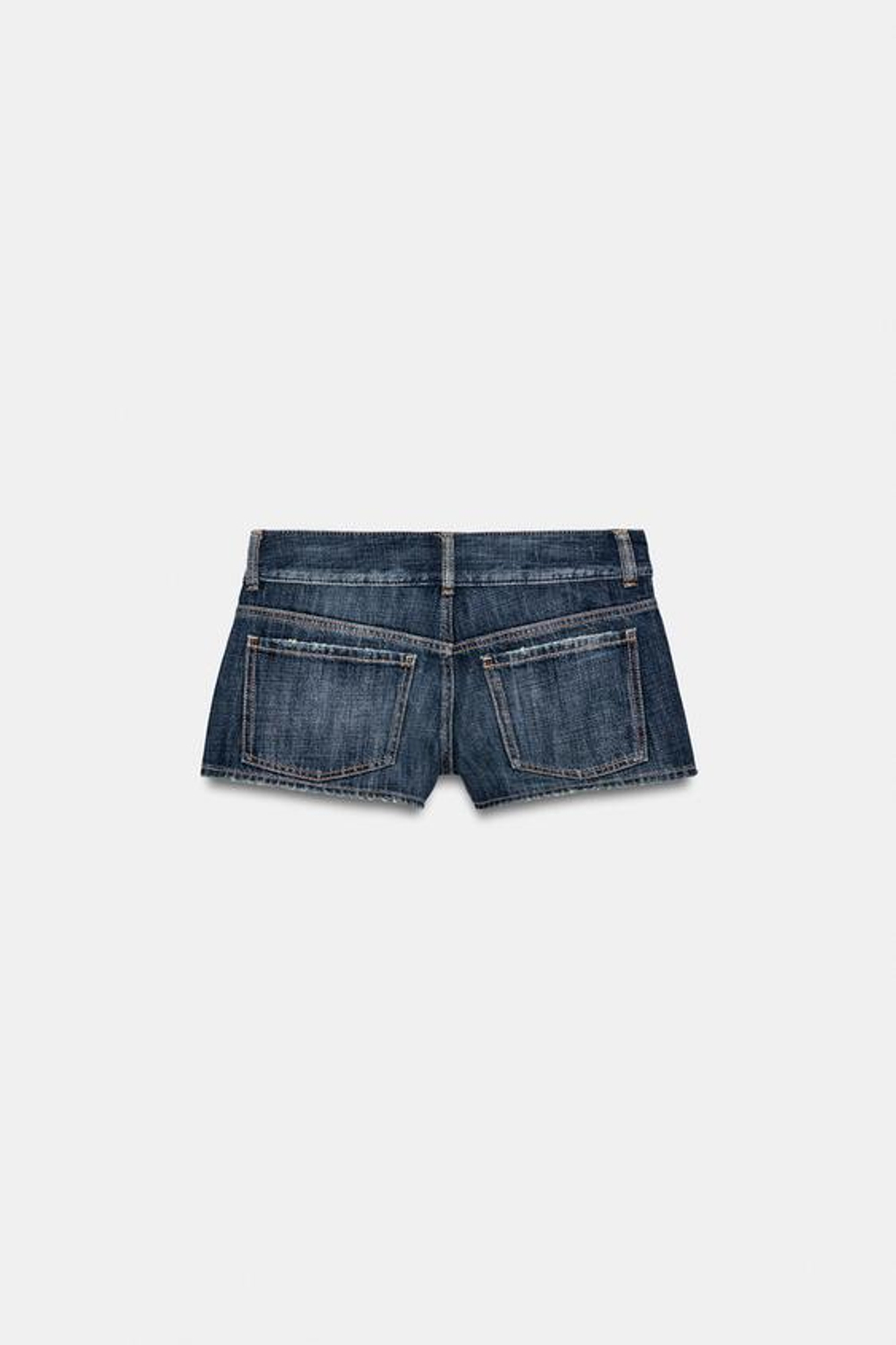 ZARA МИНИ-ШОРТЫ ИЗ ДЕНИМА TRF С КАРМАНАМИ, МОРСКОЙ СИНИЙ