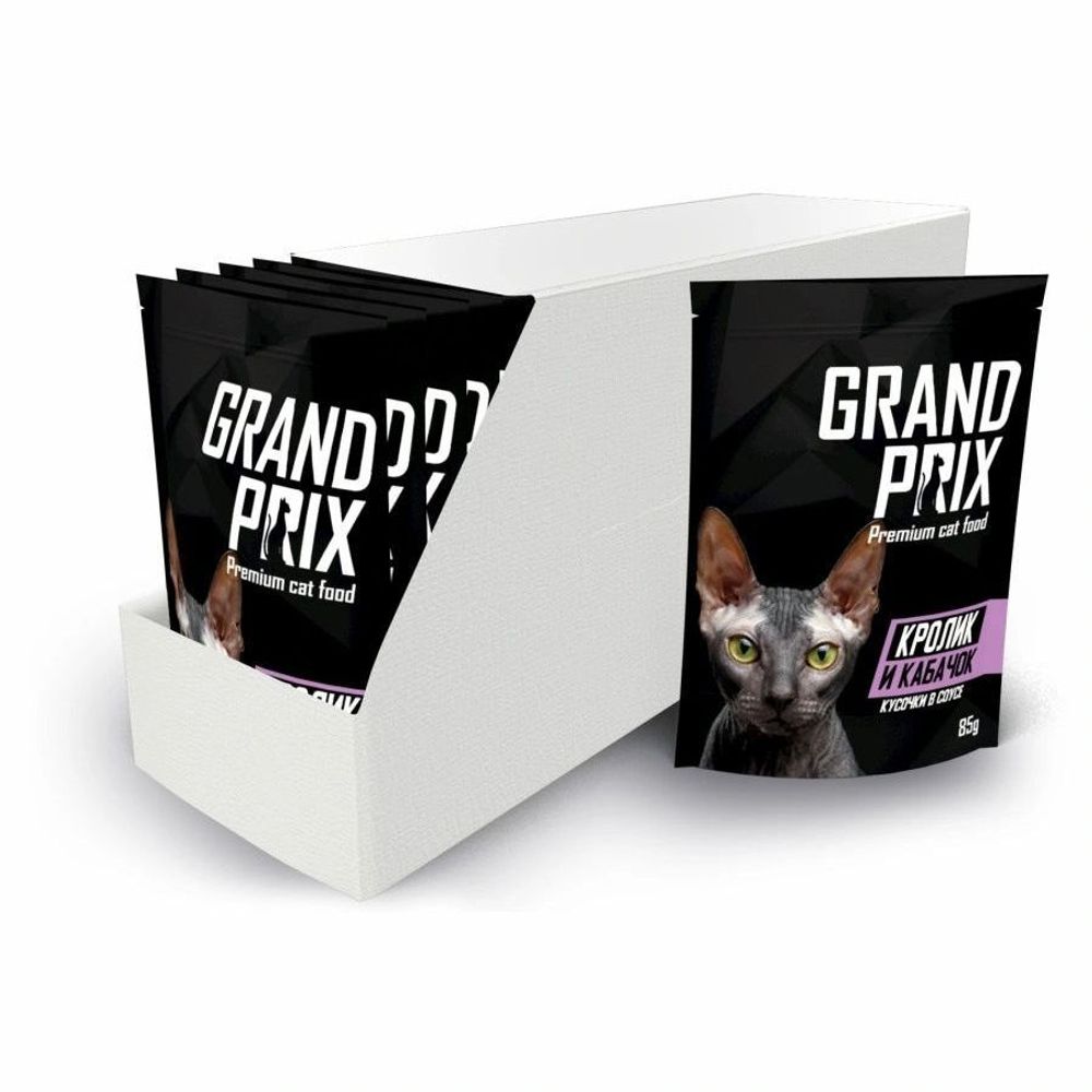 GRAND PRIX. пауч для кошек, кусочки в соусе &quot;Кролик и кабачок&quot; 85г