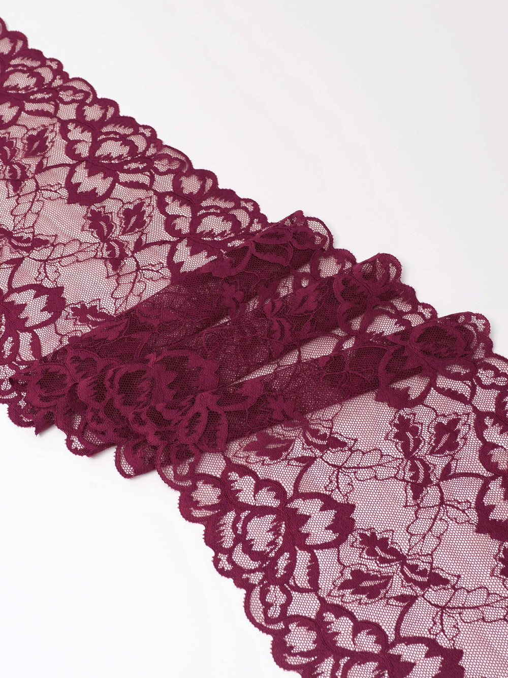 Эластичное кружево для белья бордовое (светлее резинок) ширина 22 см