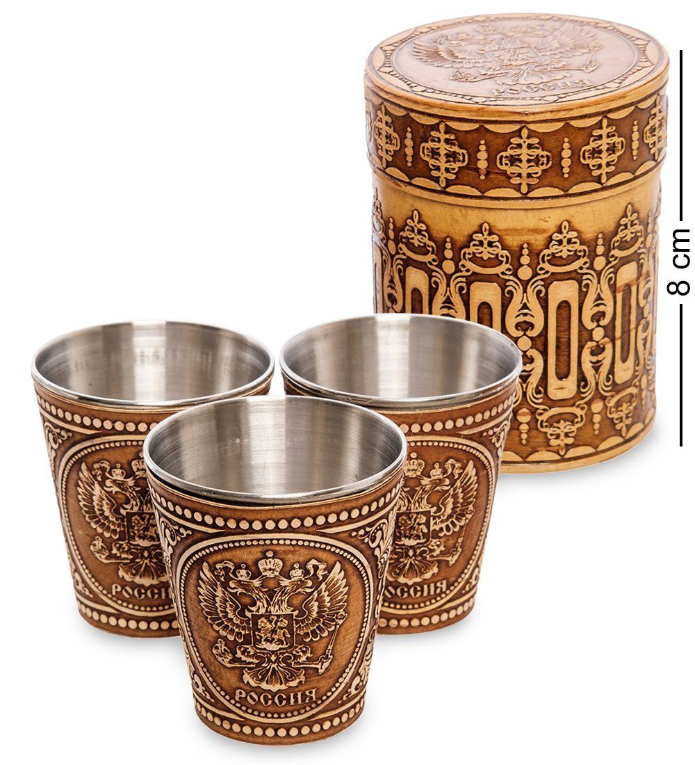 Народные промыслы BST-217 Стопки «Россия» бол. (береста)