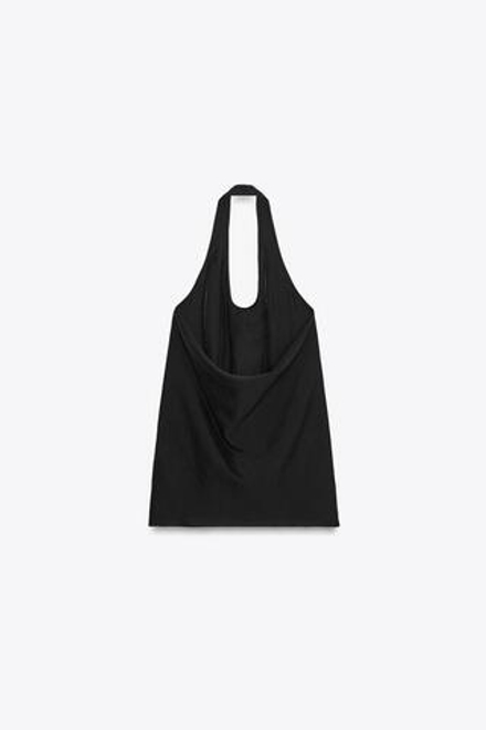 ZARA ТОП-ХАЛТЕР ИЗ СТРУЯЩЕЙСЯ ТКАНИ — ZW COLLECTION, ЧЕРНЫЙ