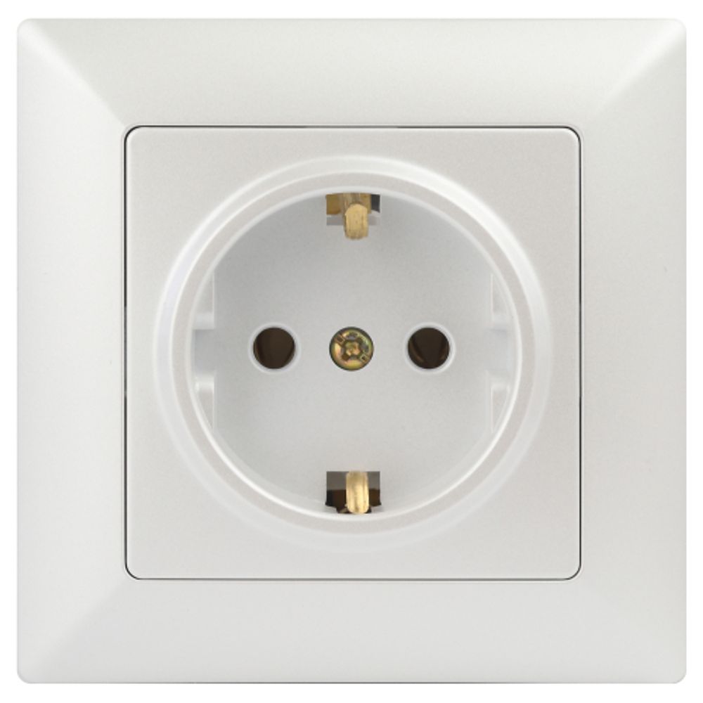 Розетка Intro Solo 4-202-06 с заземлением 2P+E Schuko, 16А-250В, IP20, СУ, перламутр