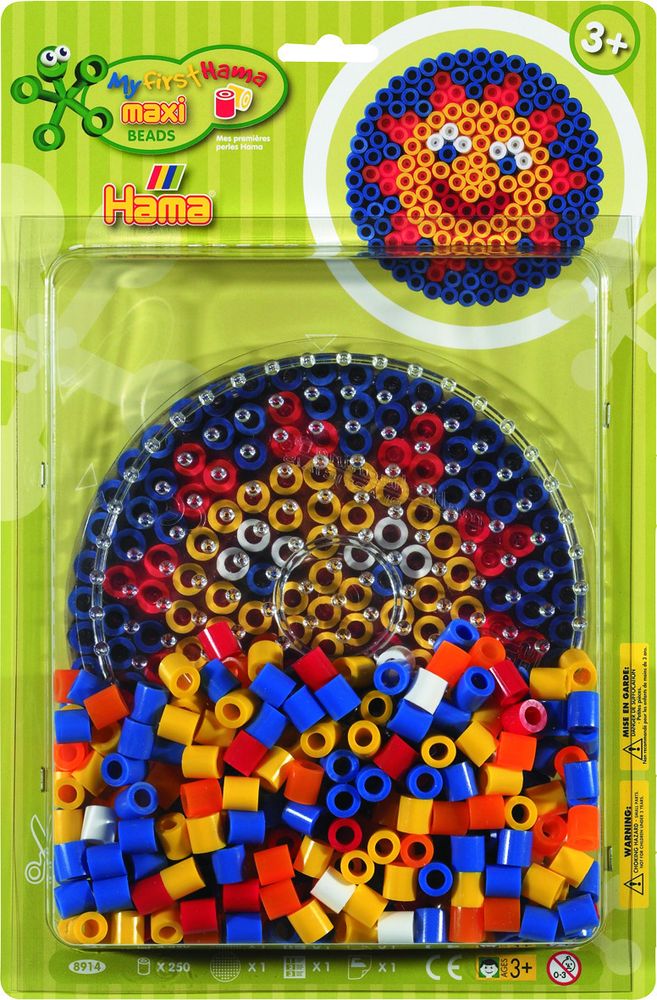 Hama Набор термомозаики MAXI 250 шт + основа круг (8914)