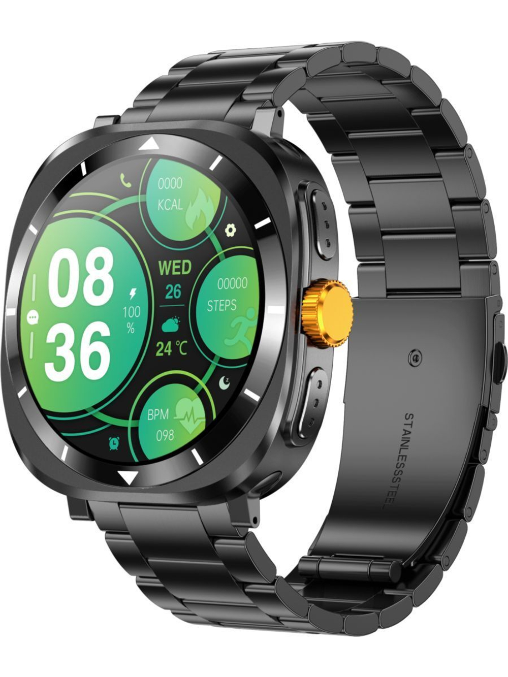 Смарт часы PARASMART CUBE F7 Ultra (металлический блочный браслет, черный)