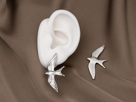 Серьги-гвоздики "Ласточки" 47мм