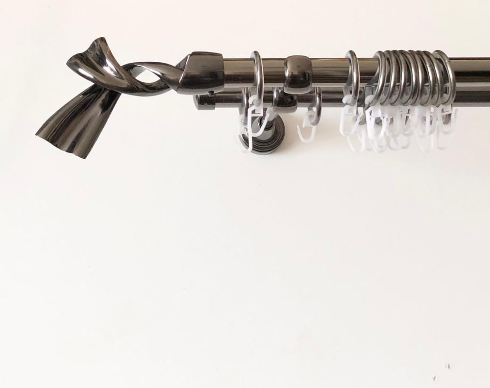 Карниз для штор "Темпо" d19/19 мм двухрядный, цвет черный никель