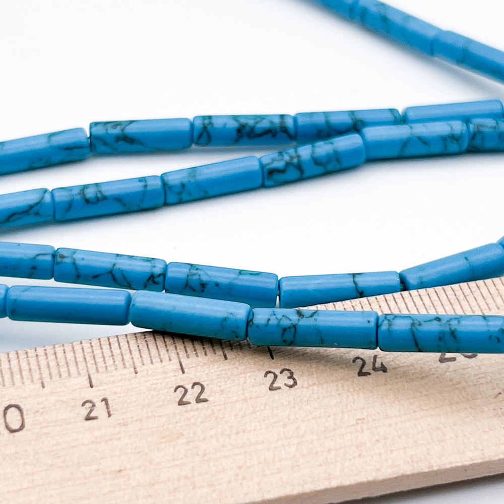 Бирюза бусины (имитация), размер около 13,5*4 мм, цена за 13 шт (1/2 нити)