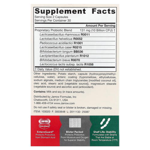 Jarrow Formulas, Jarro-Dophilus® EPS, 60 растительных капсул (5 млрд КОЕ в 1 капсуле)