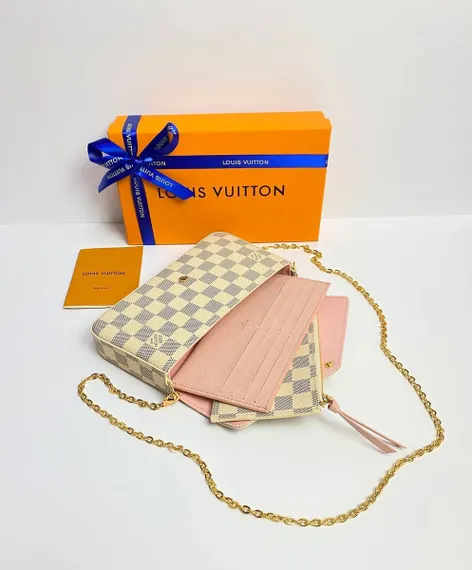 Клатч Louis Vuitton Felicie канва Damier Azur светло-серый