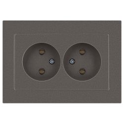 Розетка Intro Accent 6-204-09 2х2P, 16А-250В, IP20, СУ, AL/CU, титан | Intro
